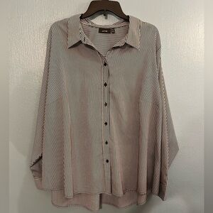 Apt 9 sz3x black/white vertical stripe button down